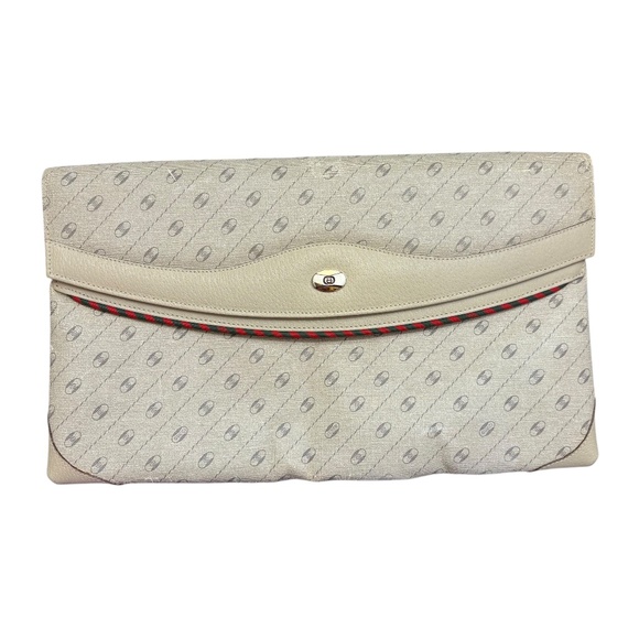Gucci authentic vintage monogram clutch bag canvas leather - Picture 1 of 14